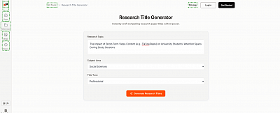 AI research title generator of paperguide.ai