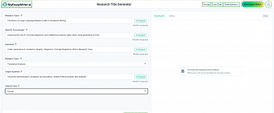 AI research title generator of myessaywriter.ai